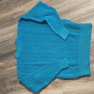 Weekends Turquoise Blue Ramie Cotton Crew Neck Sweater Size Medium
